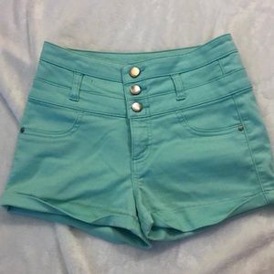 High rise teal shorts